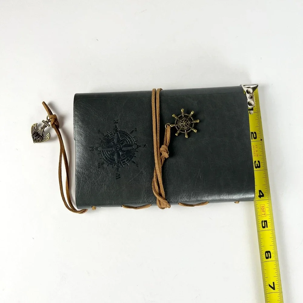 Leather Homemade Notebook Navy 6 Ring Inside With Parchment Paper Stock Nautical